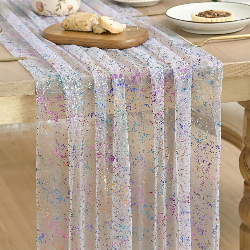 Metallic Foil Gauze Table Runner for Party Decor