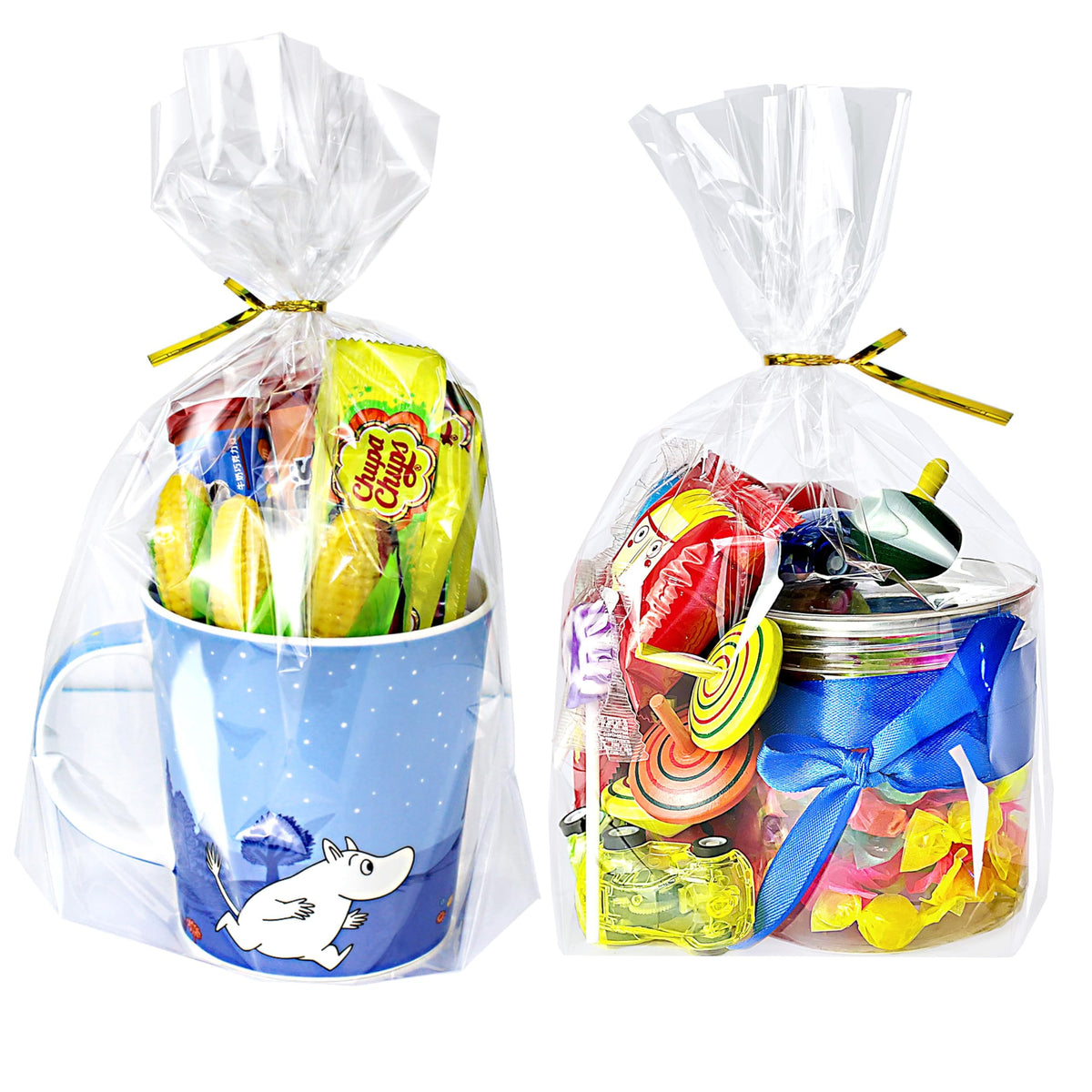Clear Stand-Up Cellophane Gift Bags with Ties for Party Favors