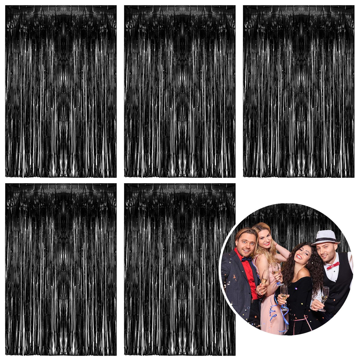 Metallic Foil Fringe Backdrop Curtain for Party Events