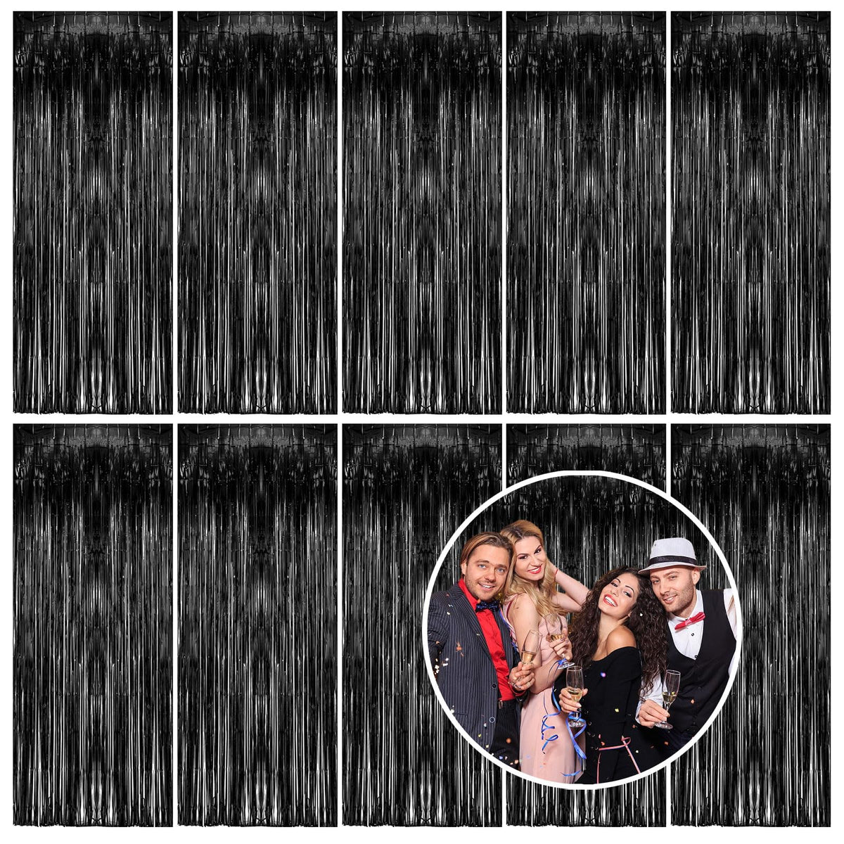 Metallic Foil Fringe Backdrop Curtain for Party Events