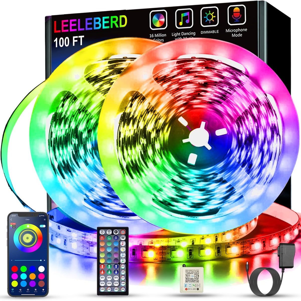 RGB Music-Sync LED Strip Lights with App & Remote Control