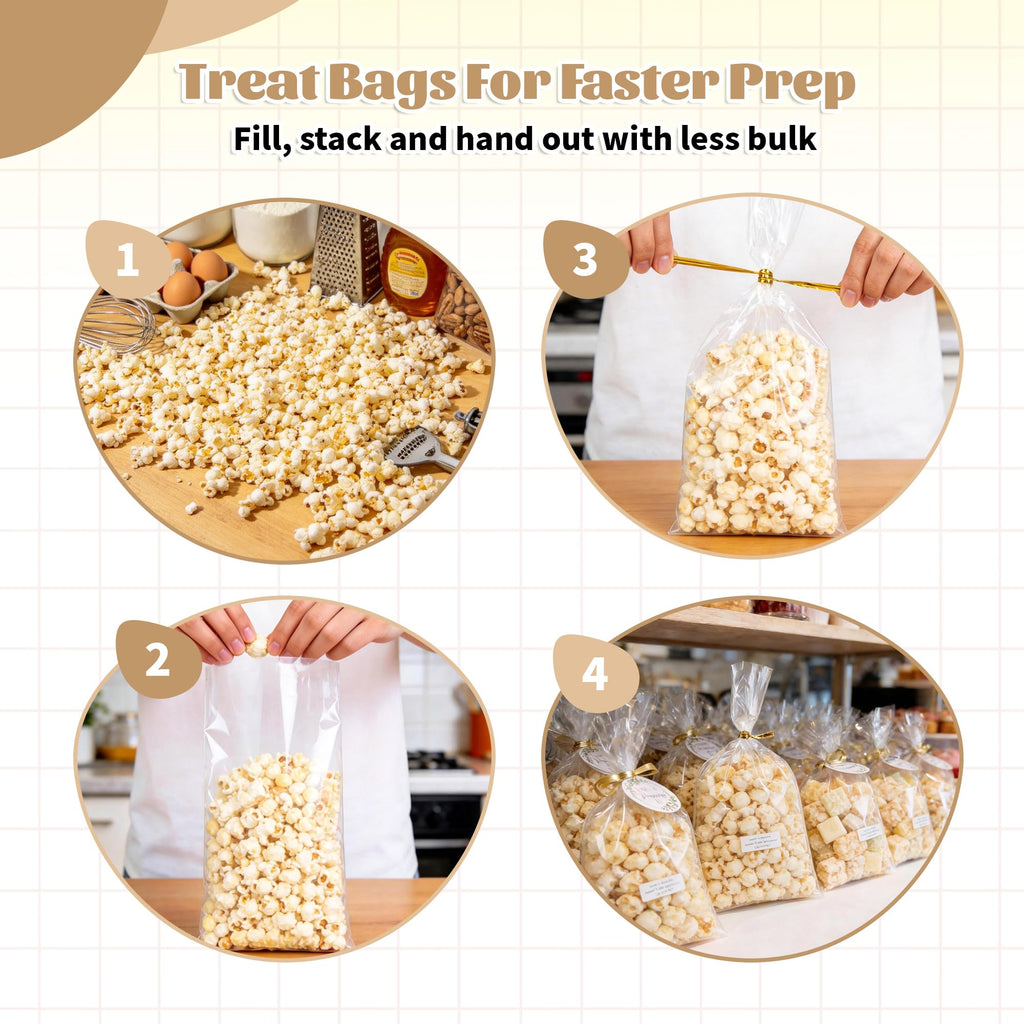 Clear Cellophane Treat Bags with Twist Ties for Party Favors