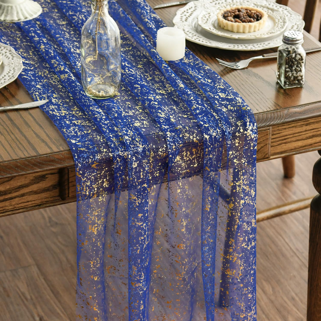 Metallic Foil Gauze Table Runner for Party Decor