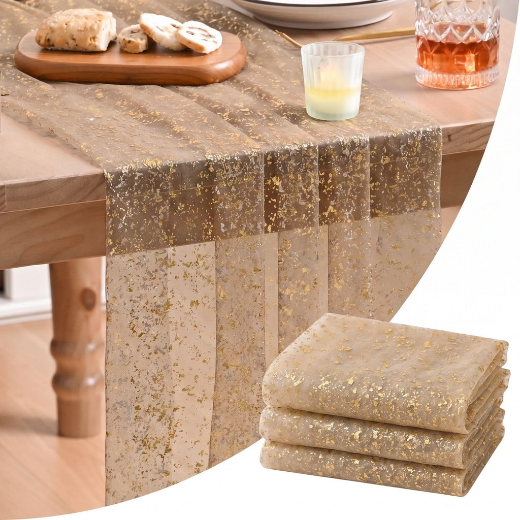 Metallic Foil Gauze Table Runner for Party Decor