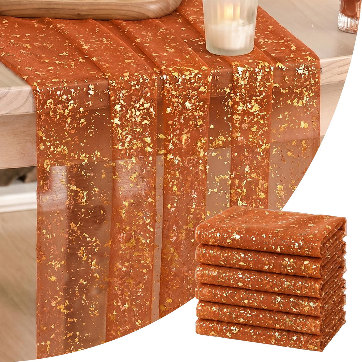 Metallic Foil Gauze Table Runner for Party Decor