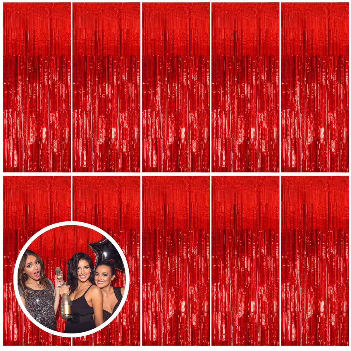 Foil Fringe Streamer Backdrop Curtain for Party Events