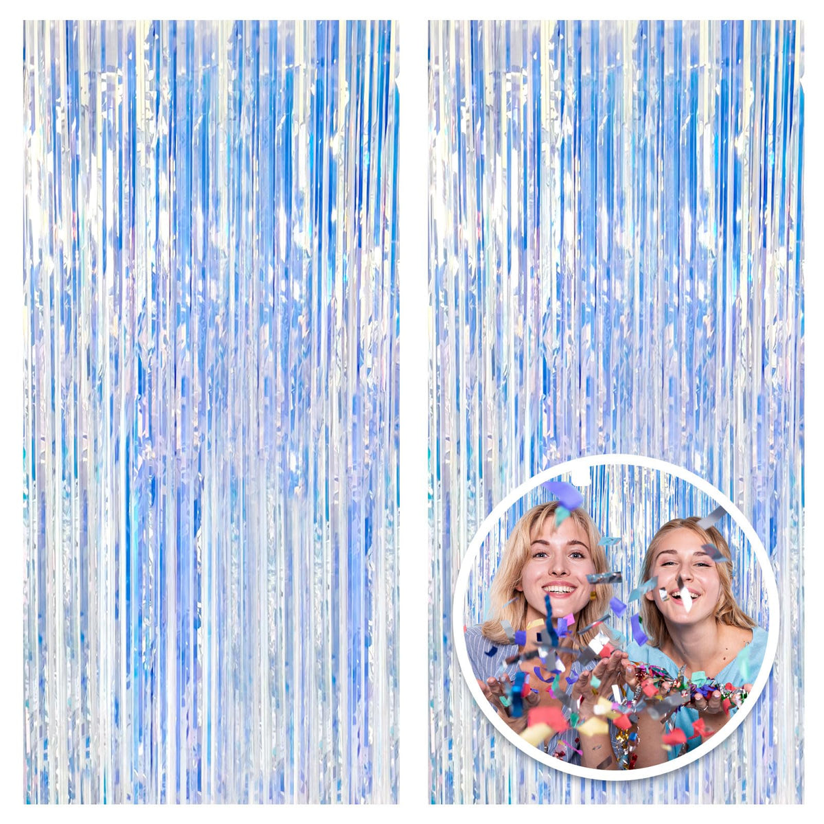 Metallic Foil Fringe Backdrop Curtain for Party Events