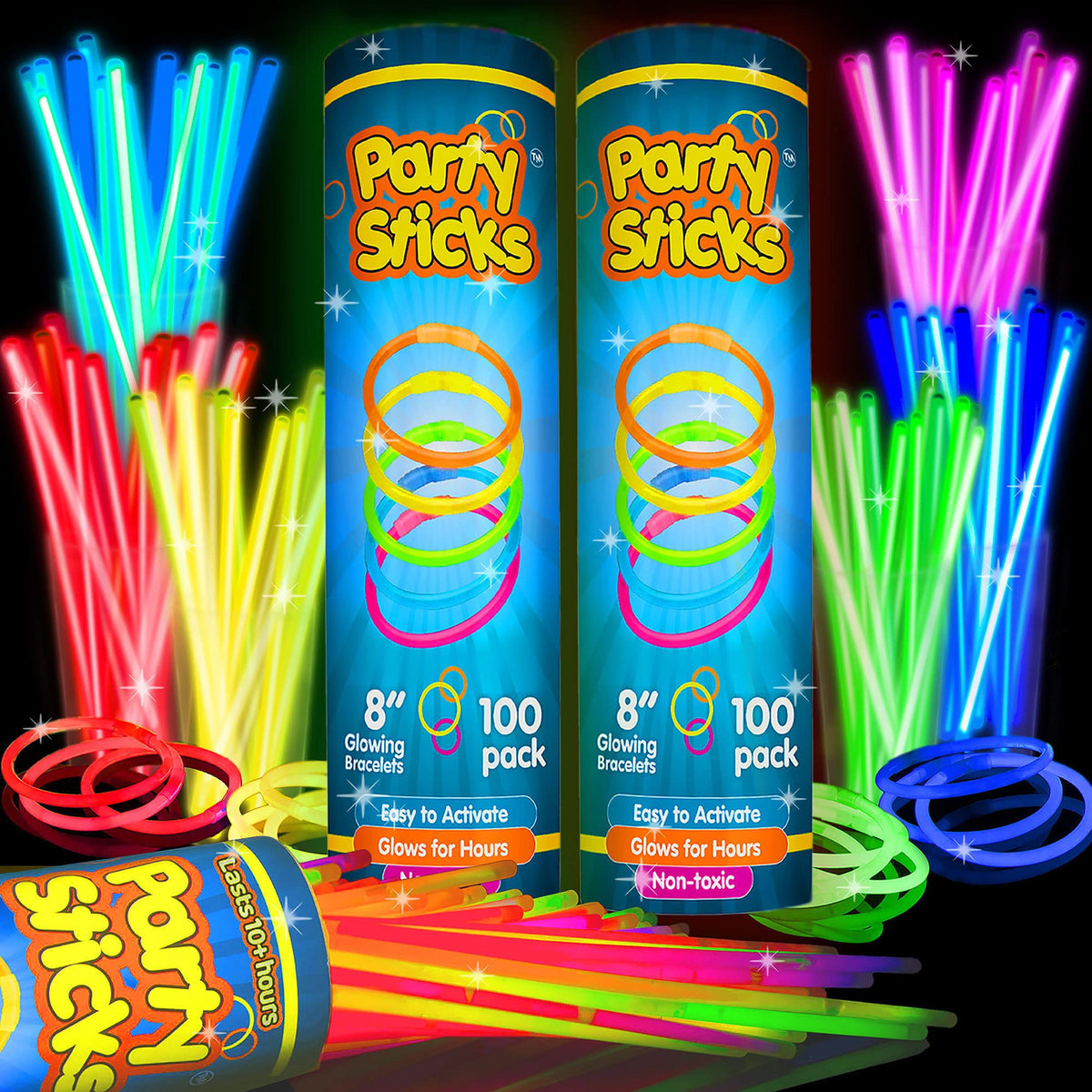 Glow Sticks with Neon Bracelets & Necklaces for Parties