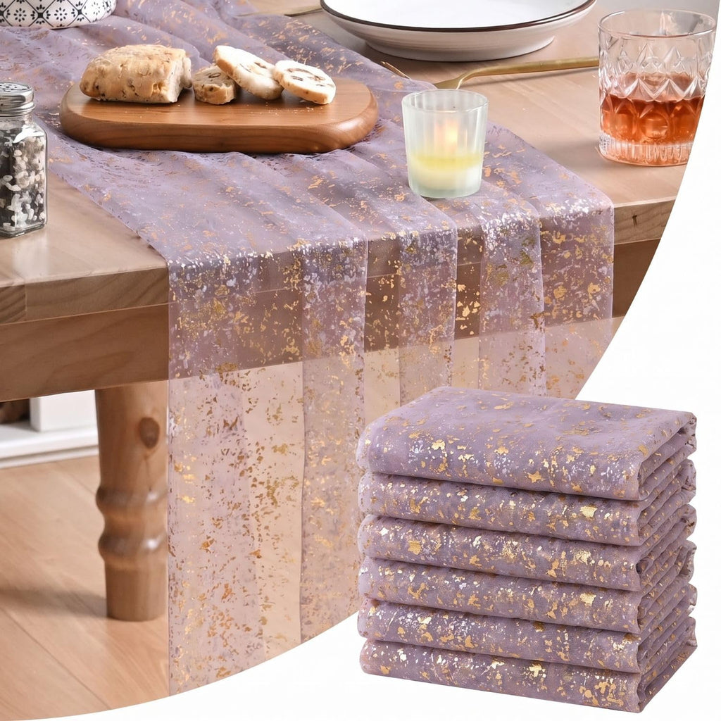 Metallic Foil Gauze Table Runner for Party Decor