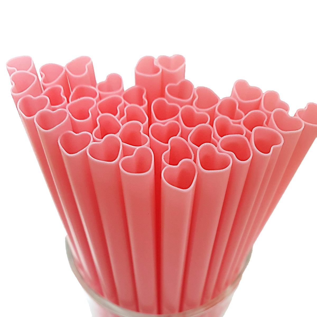 Red & Pink Heart-Shaped Drinking Straws for Parties