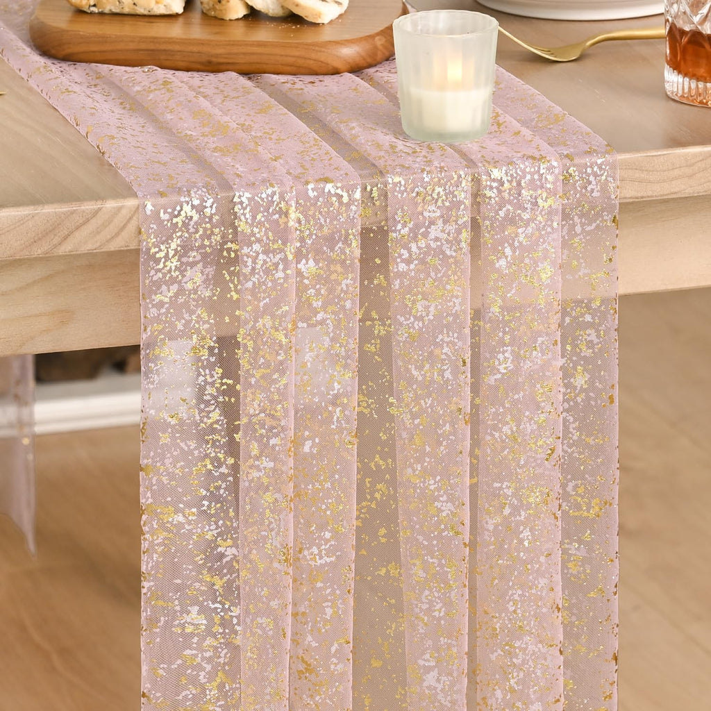Metallic Foil Gauze Table Runner for Party Decor