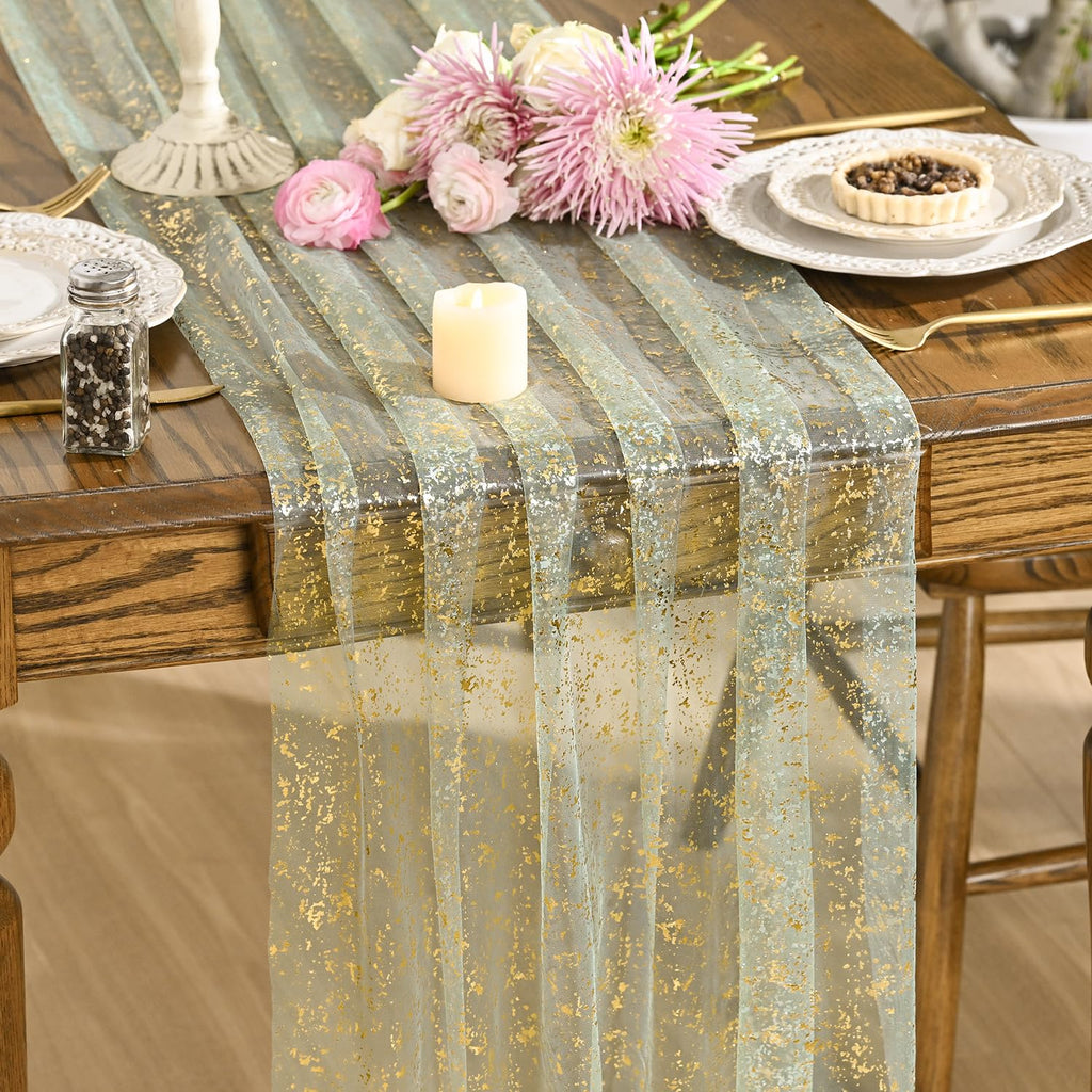 Metallic Foil Gauze Table Runner for Party Decor