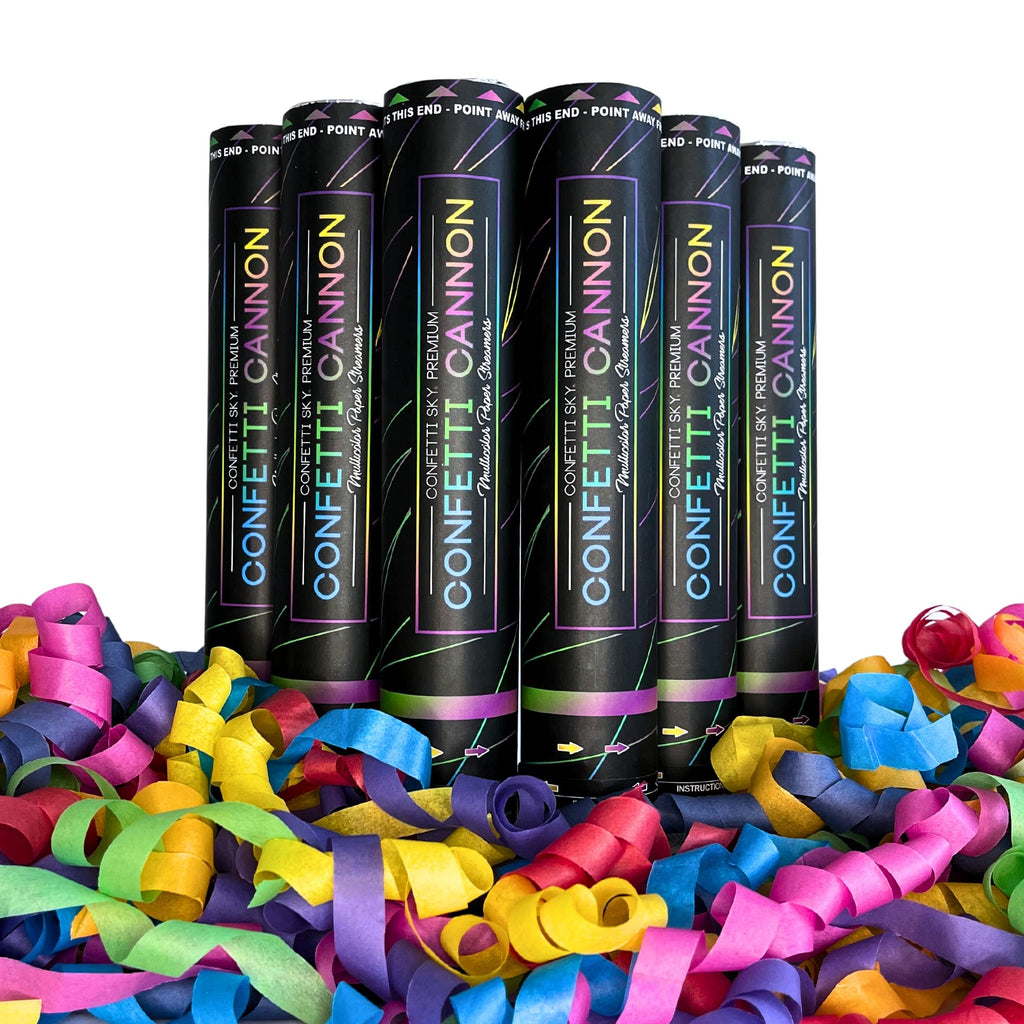 6-Pack 12-Inch Confetti Cannons for Party Celebrations