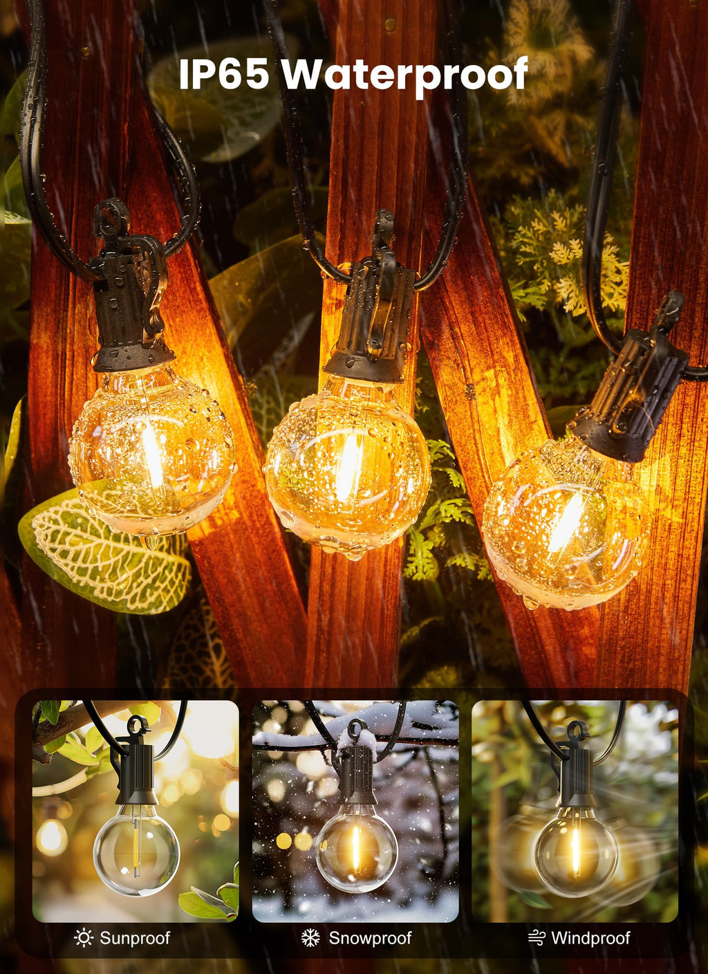 Dimmable G40 LED Outdoor String Lights for Patio Events