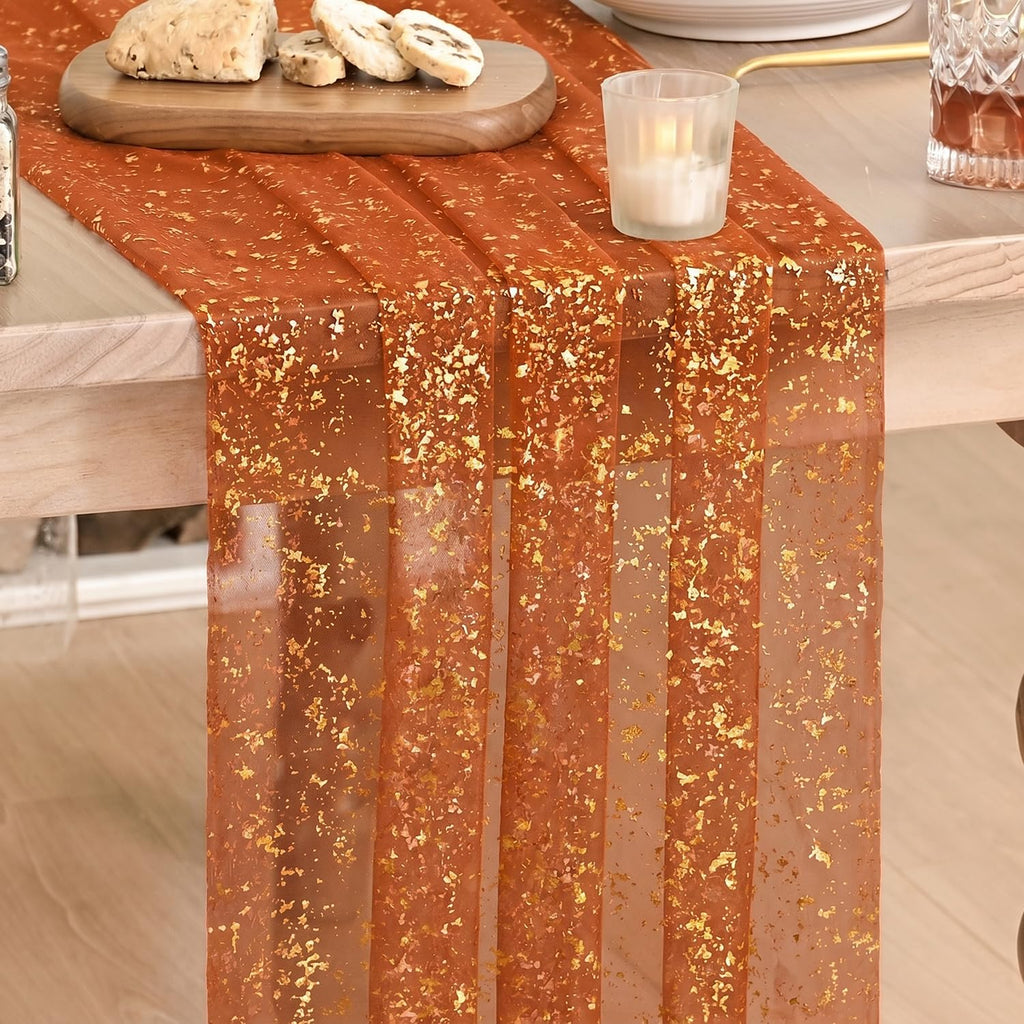 Metallic Foil Gauze Table Runner for Party Decor