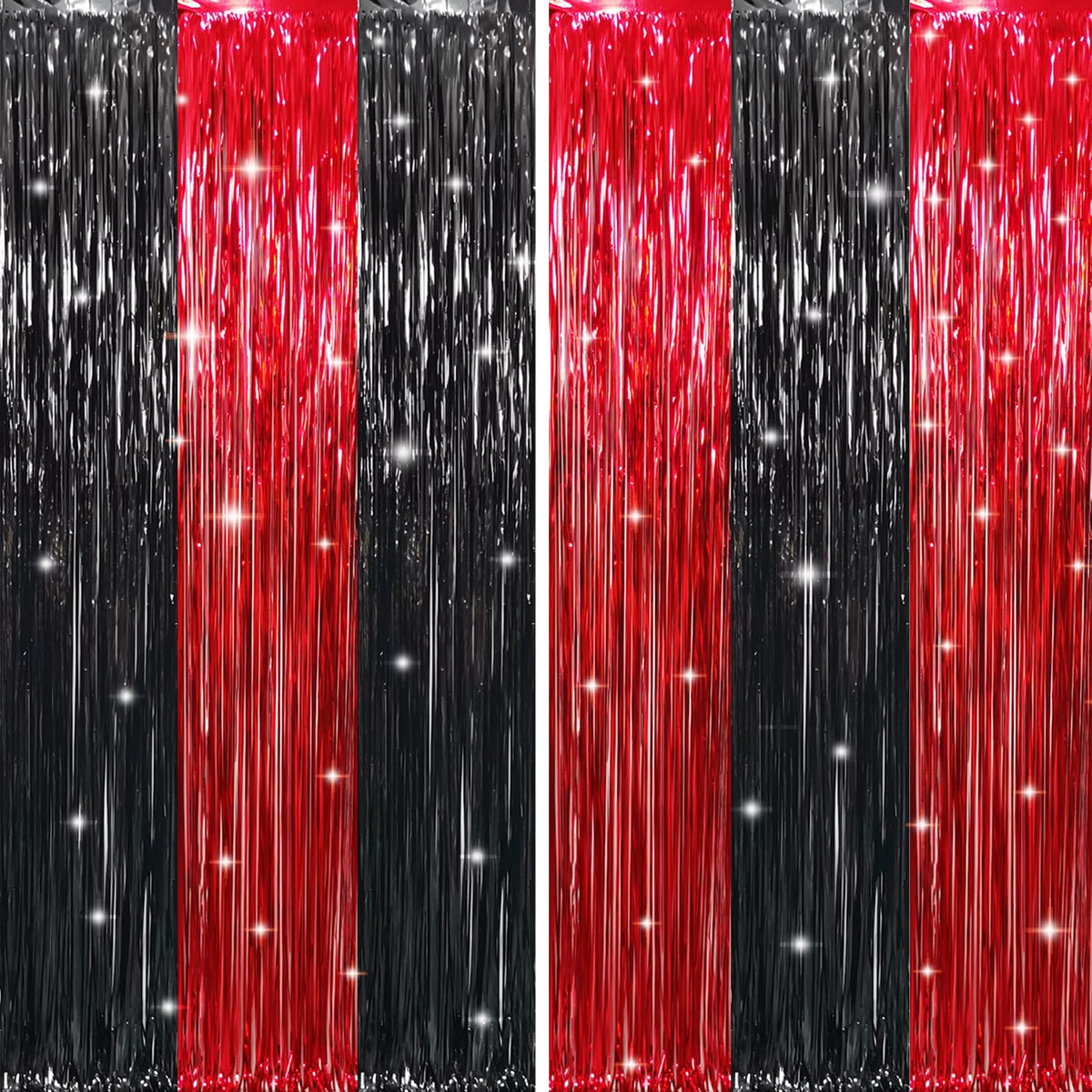 Metallic Tinsel Fringe Backdrop Curtain for Party Events