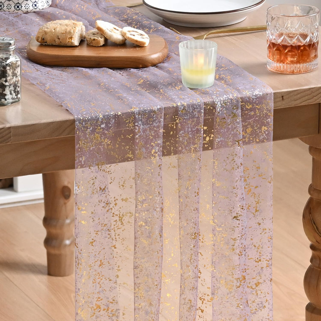 Metallic Foil Gauze Table Runner for Party Decor