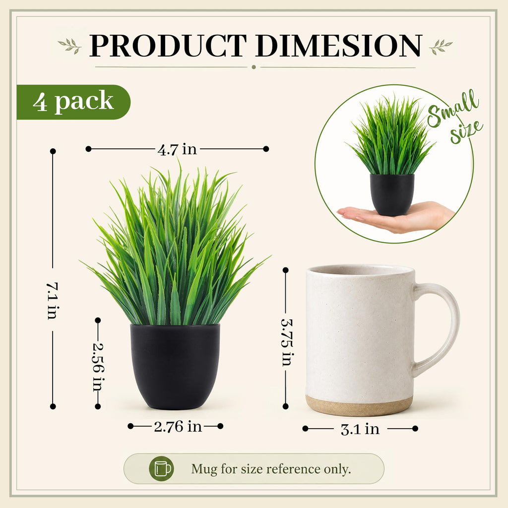 Small Black Faux Potted Plants for Bathroom & Home Decor