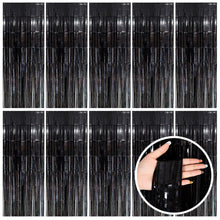 Wavy Metallic Tinsel Fringe Backdrop Curtain for Parties