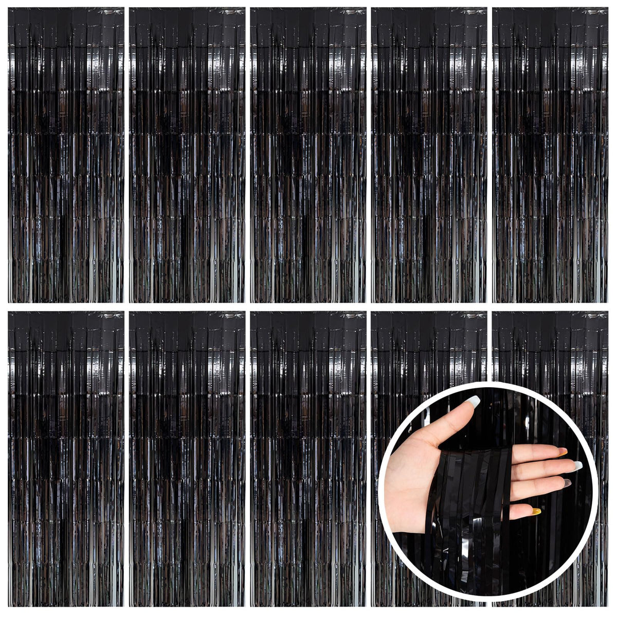 Wavy Metallic Tinsel Fringe Backdrop Curtain for Parties