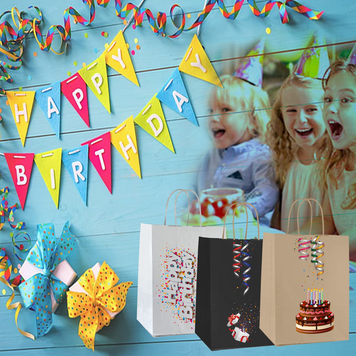 10 x 5 x 13-Inch Kraft Paper Shopping Bags for Party Favors