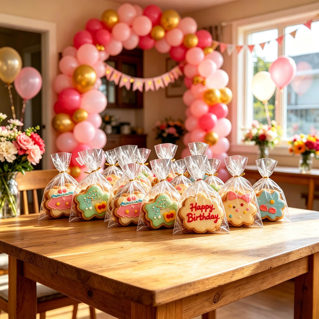 Clear Cellophane Treat Bags with Twist Ties for Party Favors