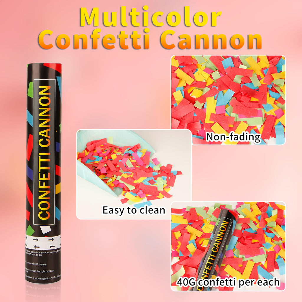 6-Pack 12-Inch Confetti Cannons for Party Celebrations
