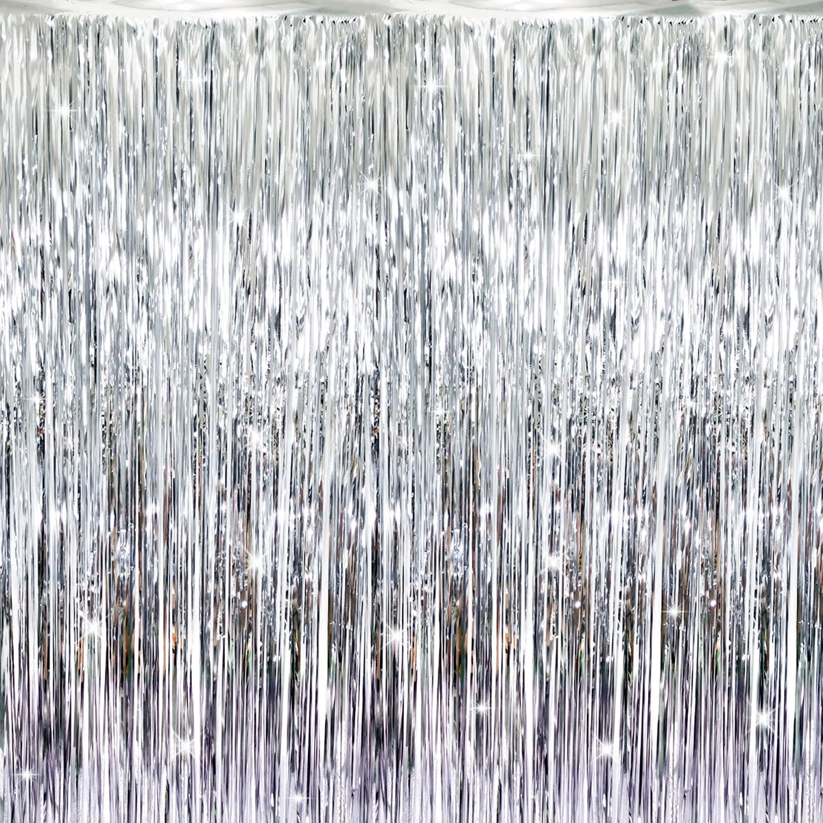 Metallic Tinsel Fringe Backdrop Curtain for Party Events