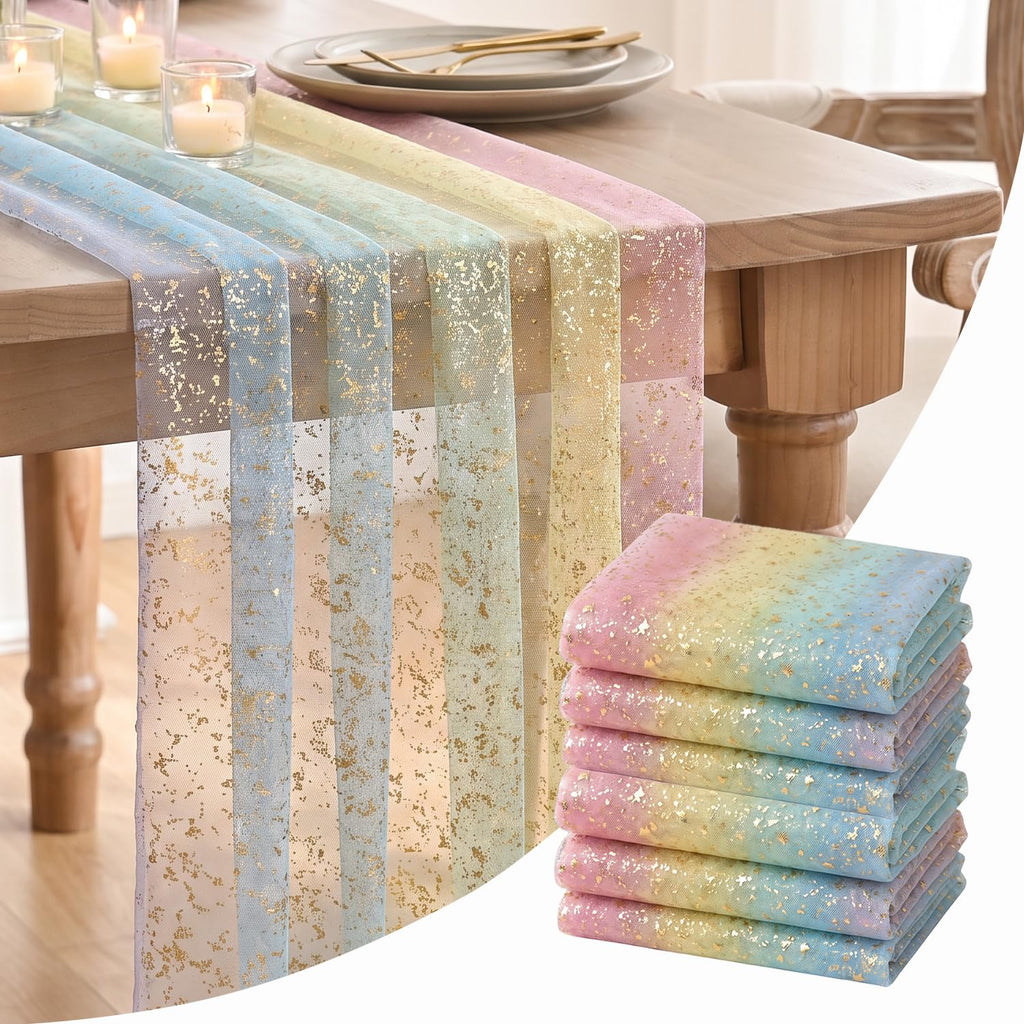 Metallic Foil Gauze Table Runner for Party Decor