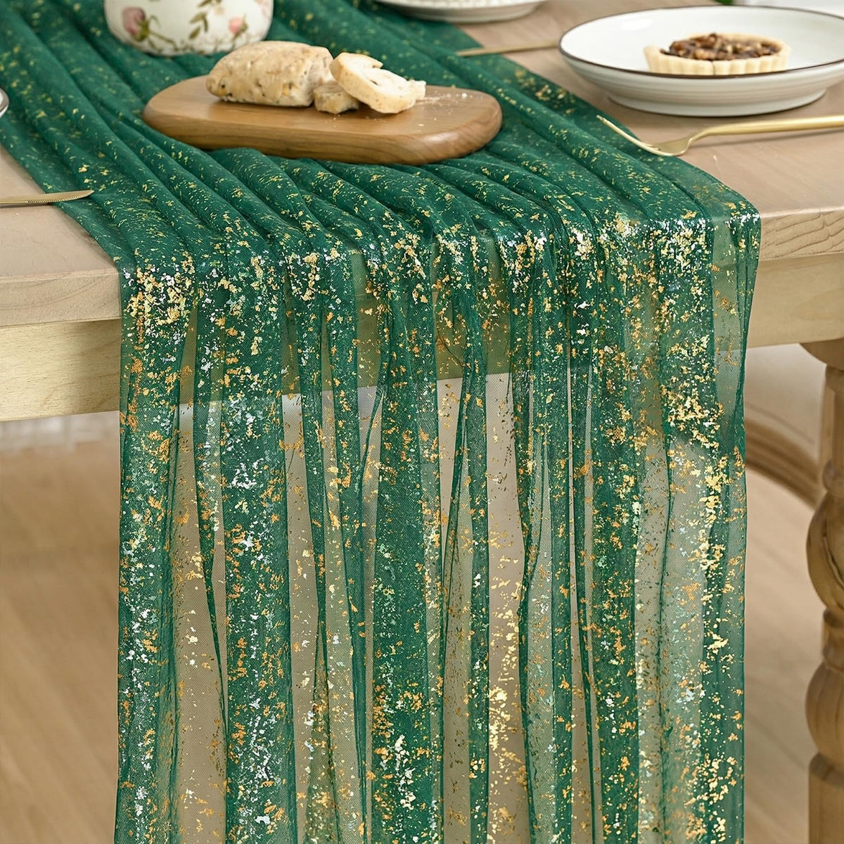 Metallic Foil Gauze Table Runner for Party Decor