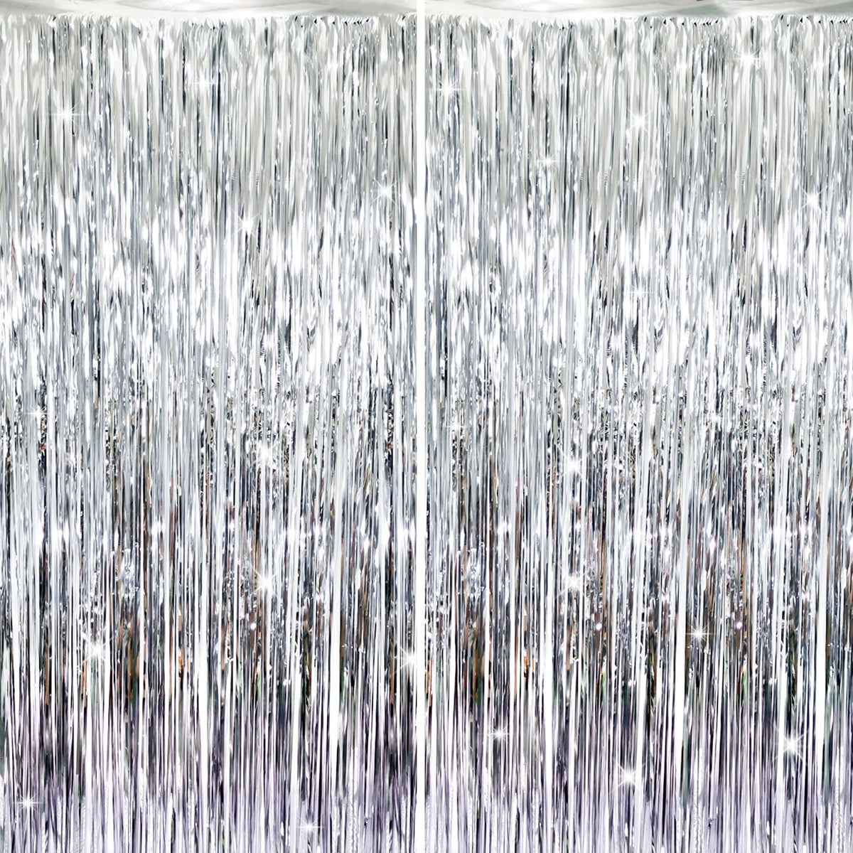 Metallic Tinsel Fringe Backdrop Curtain for Party Events