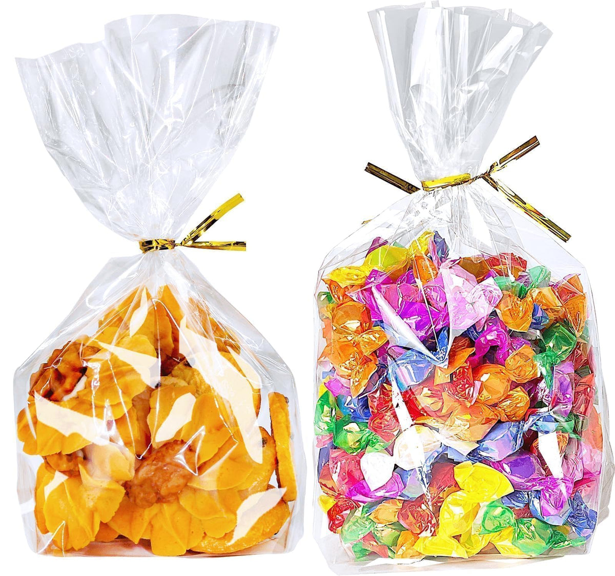 Clear Stand-Up Cellophane Gift Bags with Ties for Party Favors