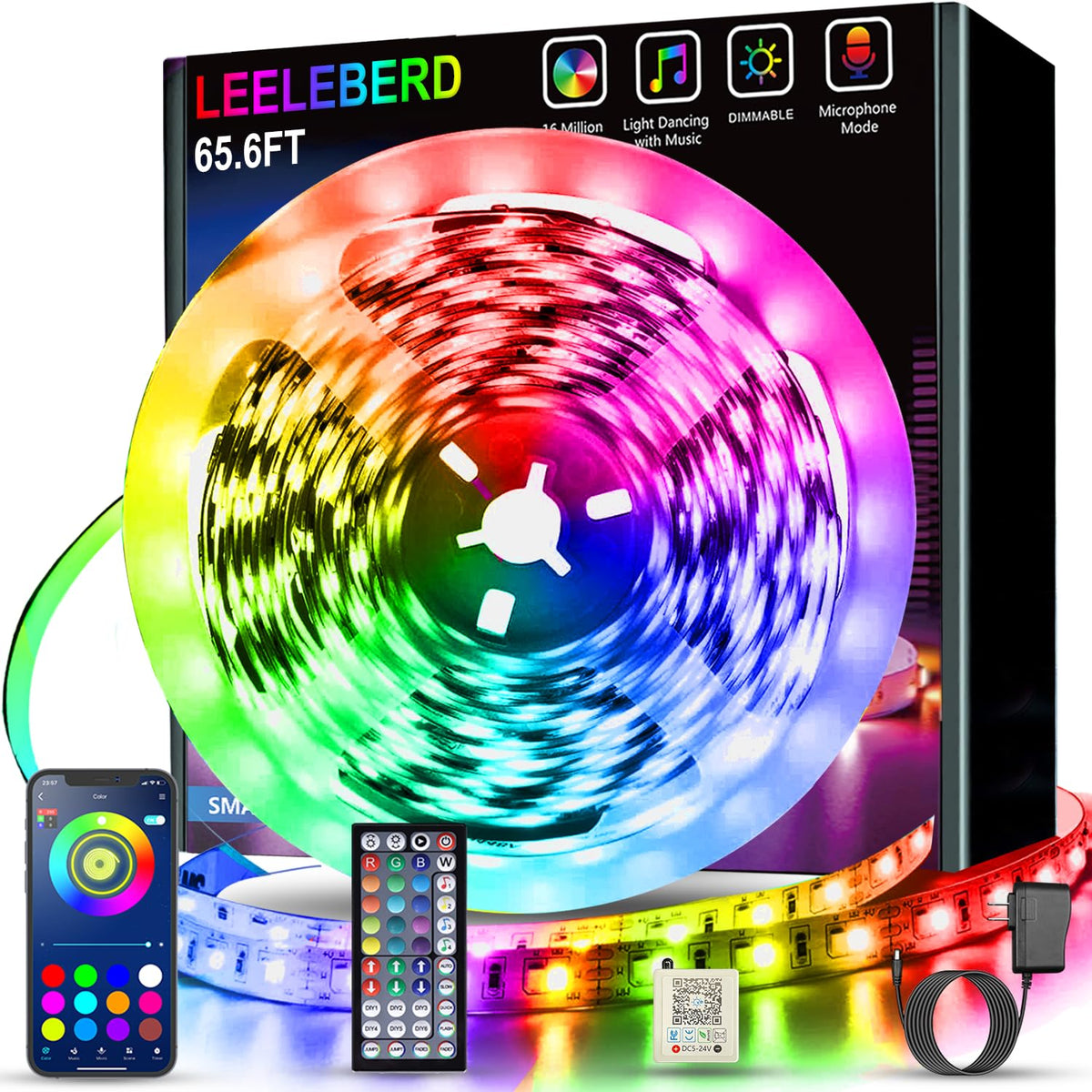 RGB Music-Sync LED Strip Lights with App & Remote Control