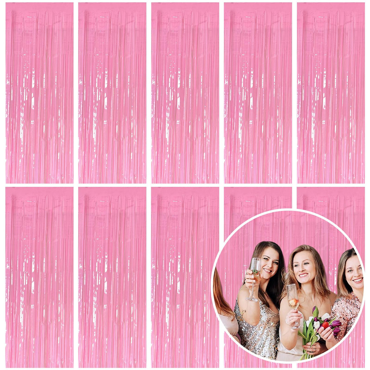 Metallic Foil Fringe Backdrop Curtain for Party Events
