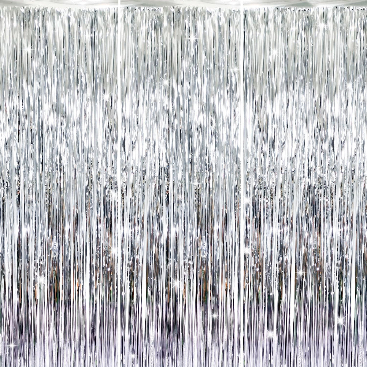 Metallic Tinsel Fringe Backdrop Curtain for Party Events
