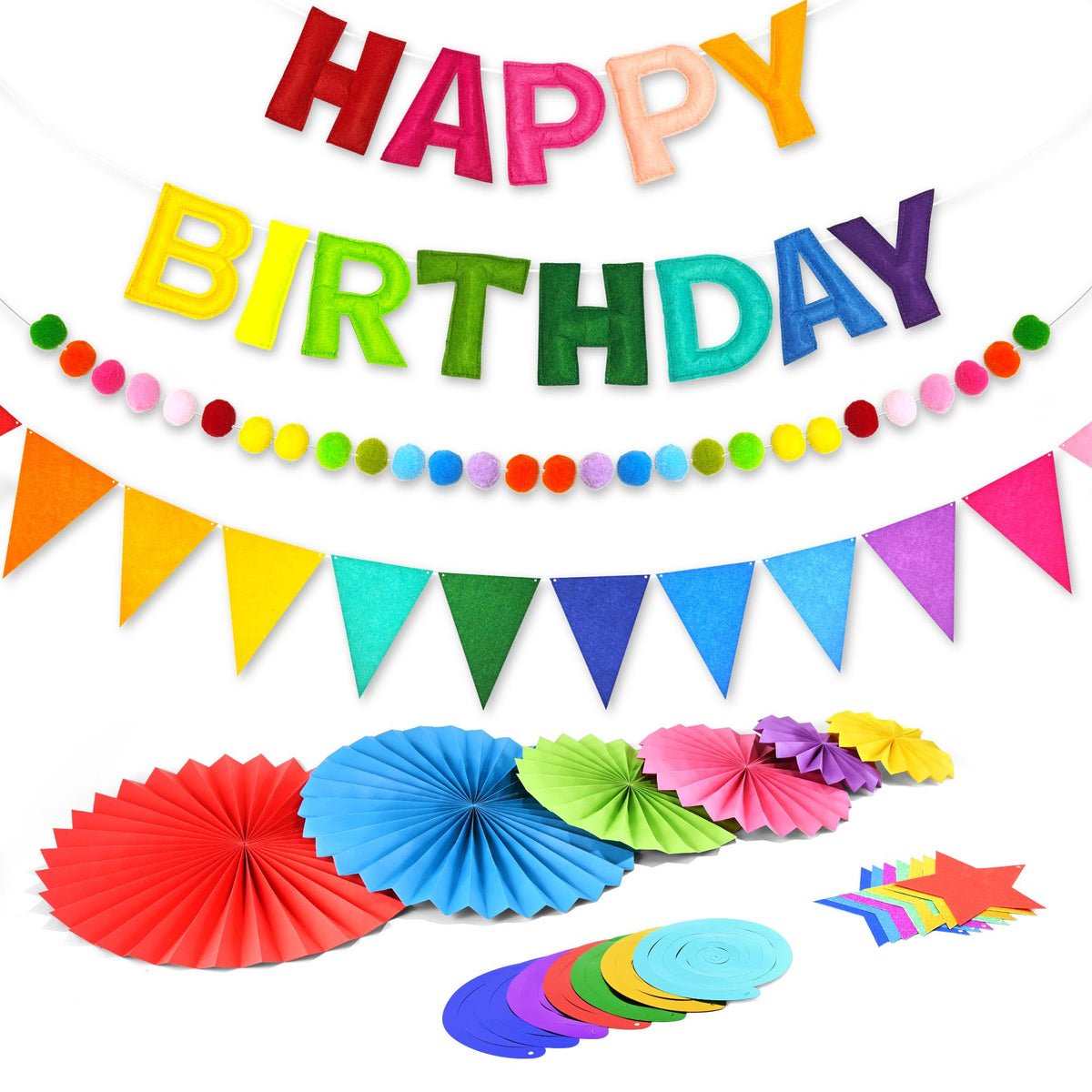 3-Piece Pre-Strung 3D Happy Birthday Banner Set