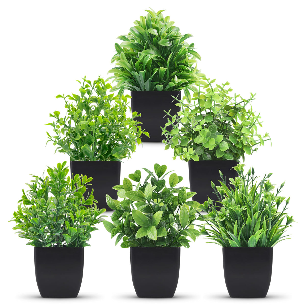 Small Black Faux Potted Plants for Bathroom & Home Decor