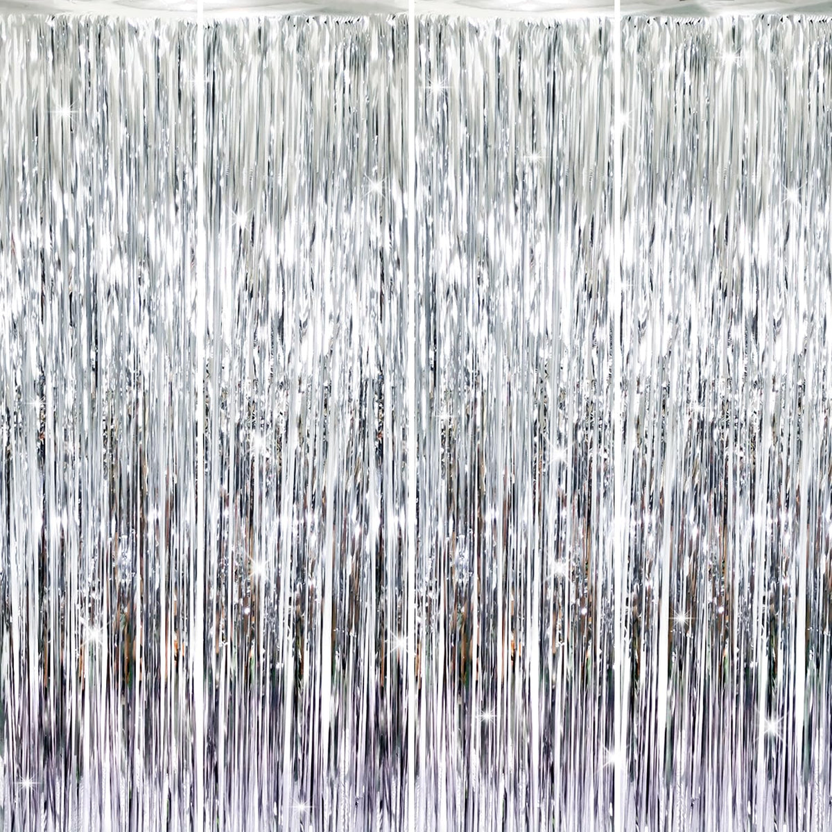 Metallic Tinsel Fringe Backdrop Curtain for Party Events