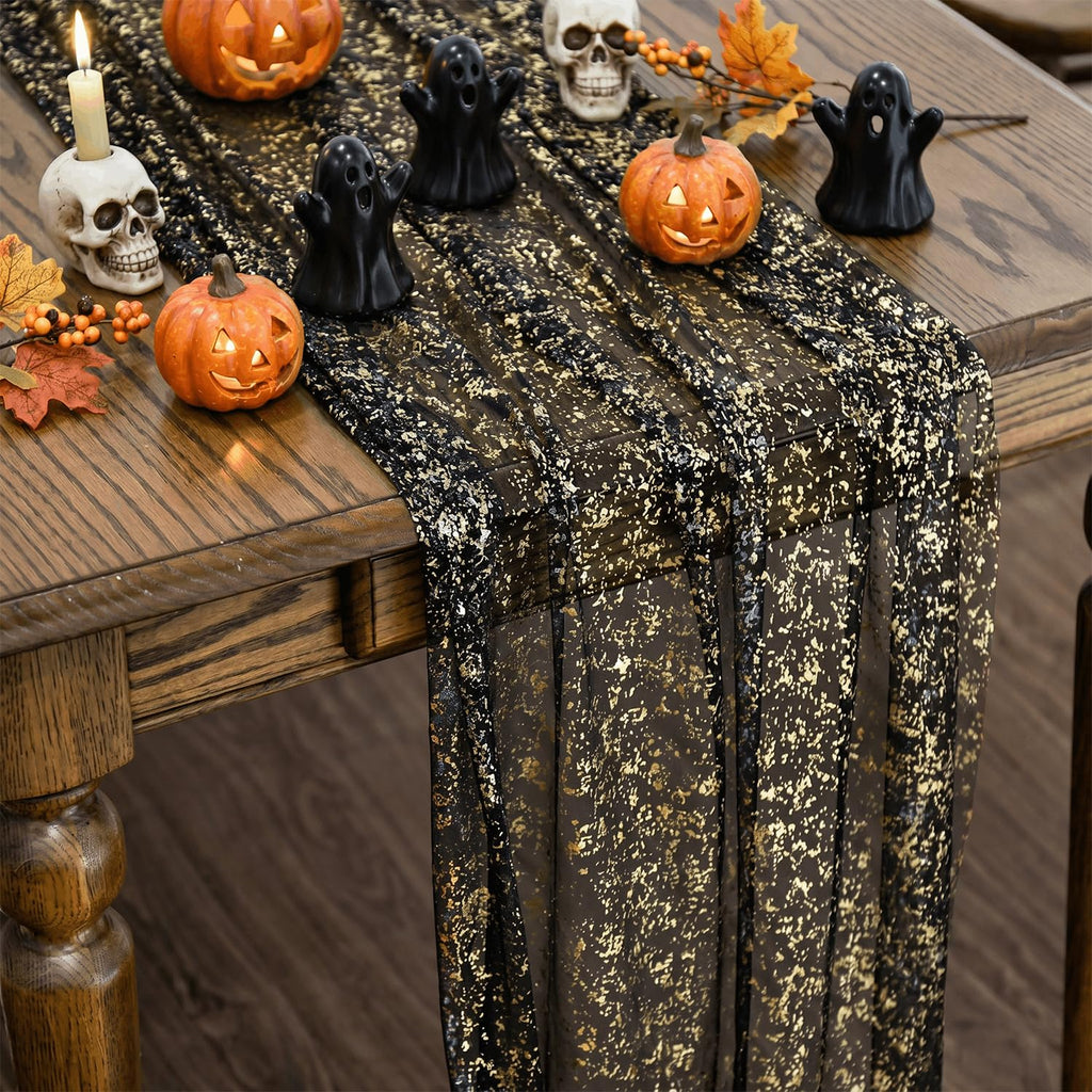 Metallic Foil Gauze Table Runner for Party Decor
