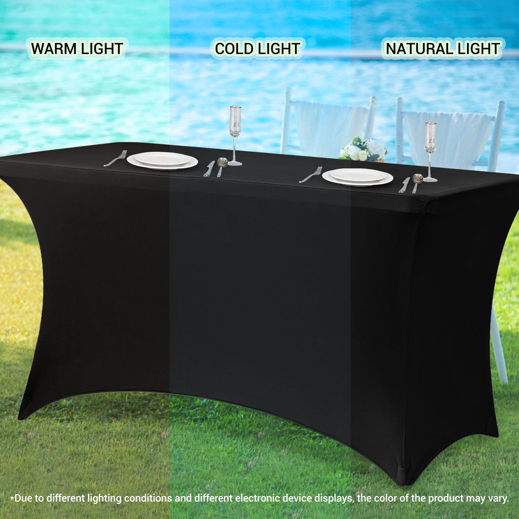 Obstal Stretch Spandex Table Cover for Standard Folding Tables - Universal Rectangular Fitted Tablecloth Protector for Wedding, Banquet and Party