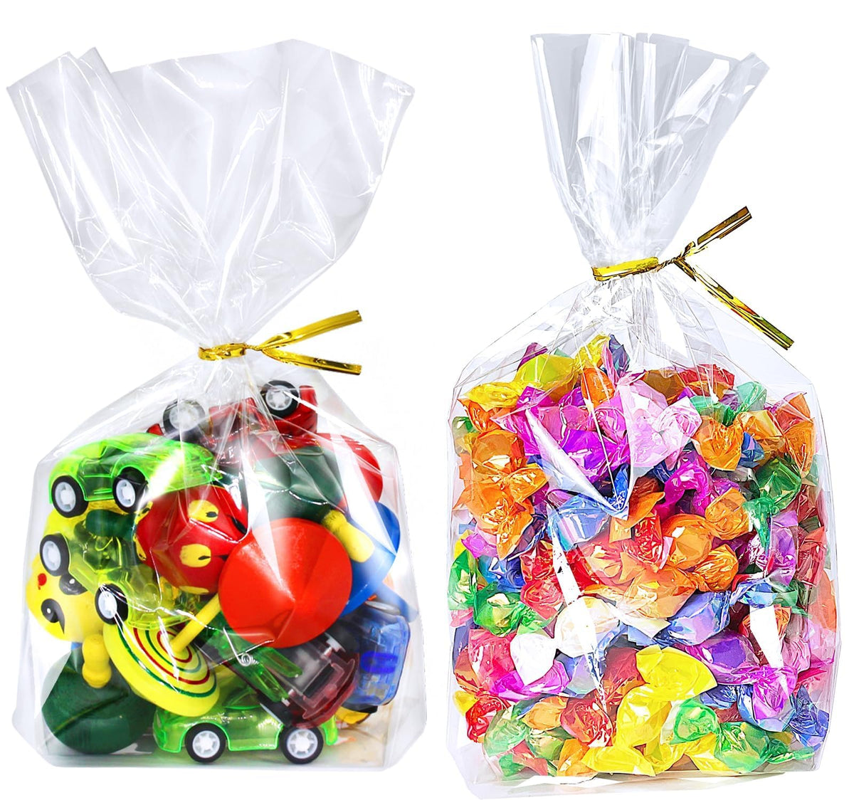 Clear Stand-Up Cellophane Gift Bags with Ties for Party Favors