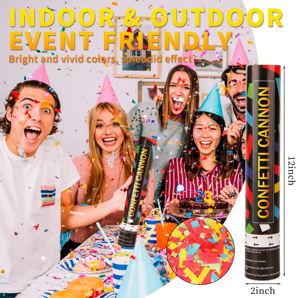 6-Pack 12-Inch Confetti Cannons for Party Celebrations
