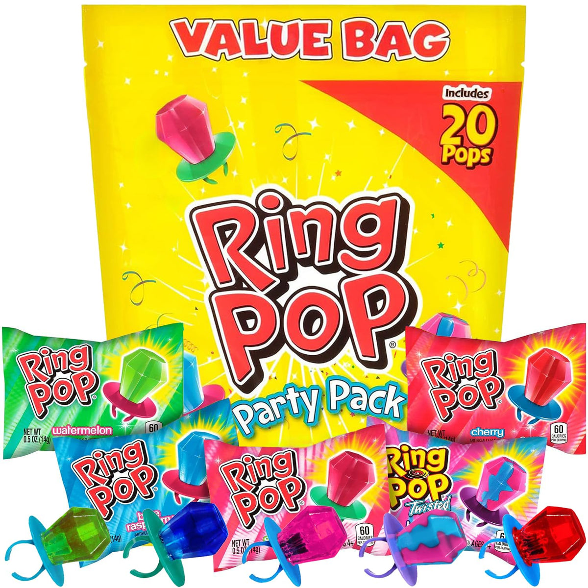 30-Count Ring Pop Lollipops Variety Pack for Party Favors