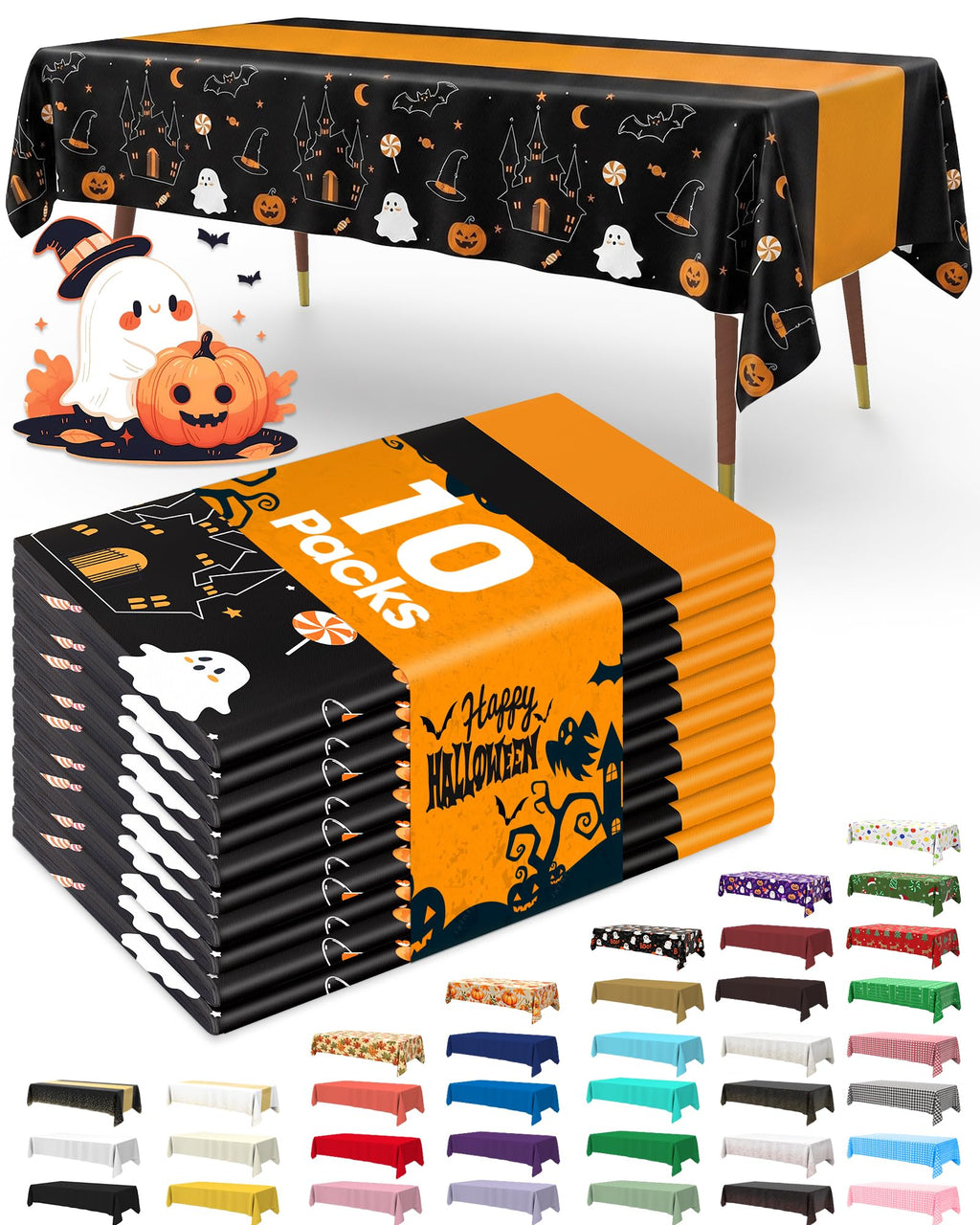 Pureegg Plastic Table Cloth Disposable, Table Cloths for Parties, Decorative Tablecloths, Plastic Cover, Leakproof & Sturdy