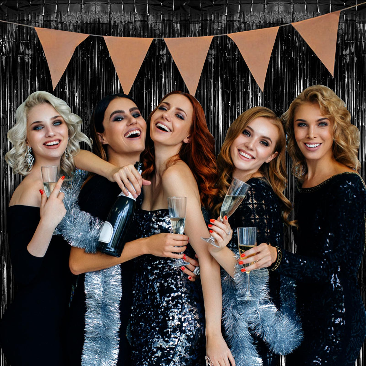 Foil Fringe Streamer Backdrop Curtain for Party Events