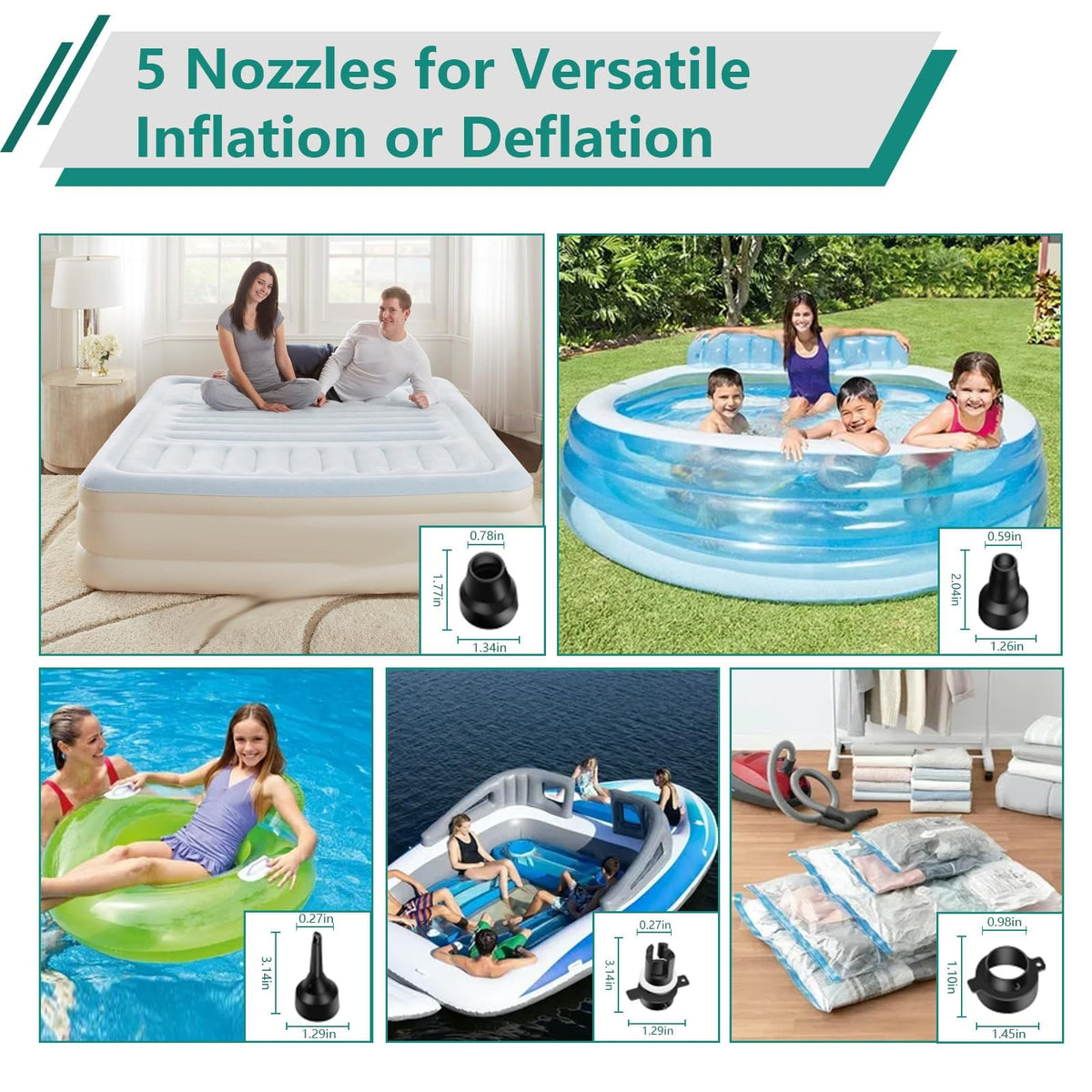 Electric Balloon Pump & Balloon Set with Dual Nozzles