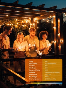 Dimmable G40 LED Outdoor String Lights for Patio Events