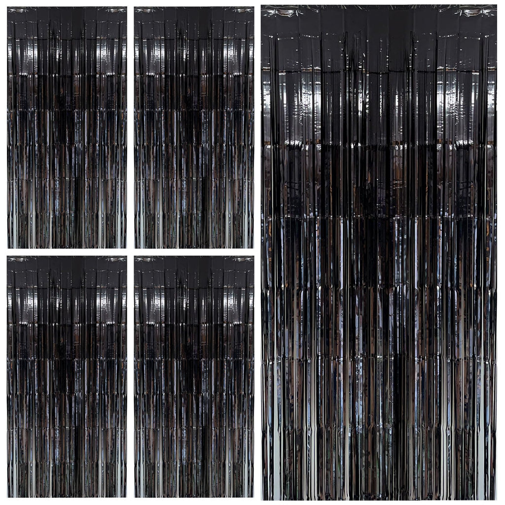 Wavy Metallic Tinsel Fringe Backdrop Curtain for Parties