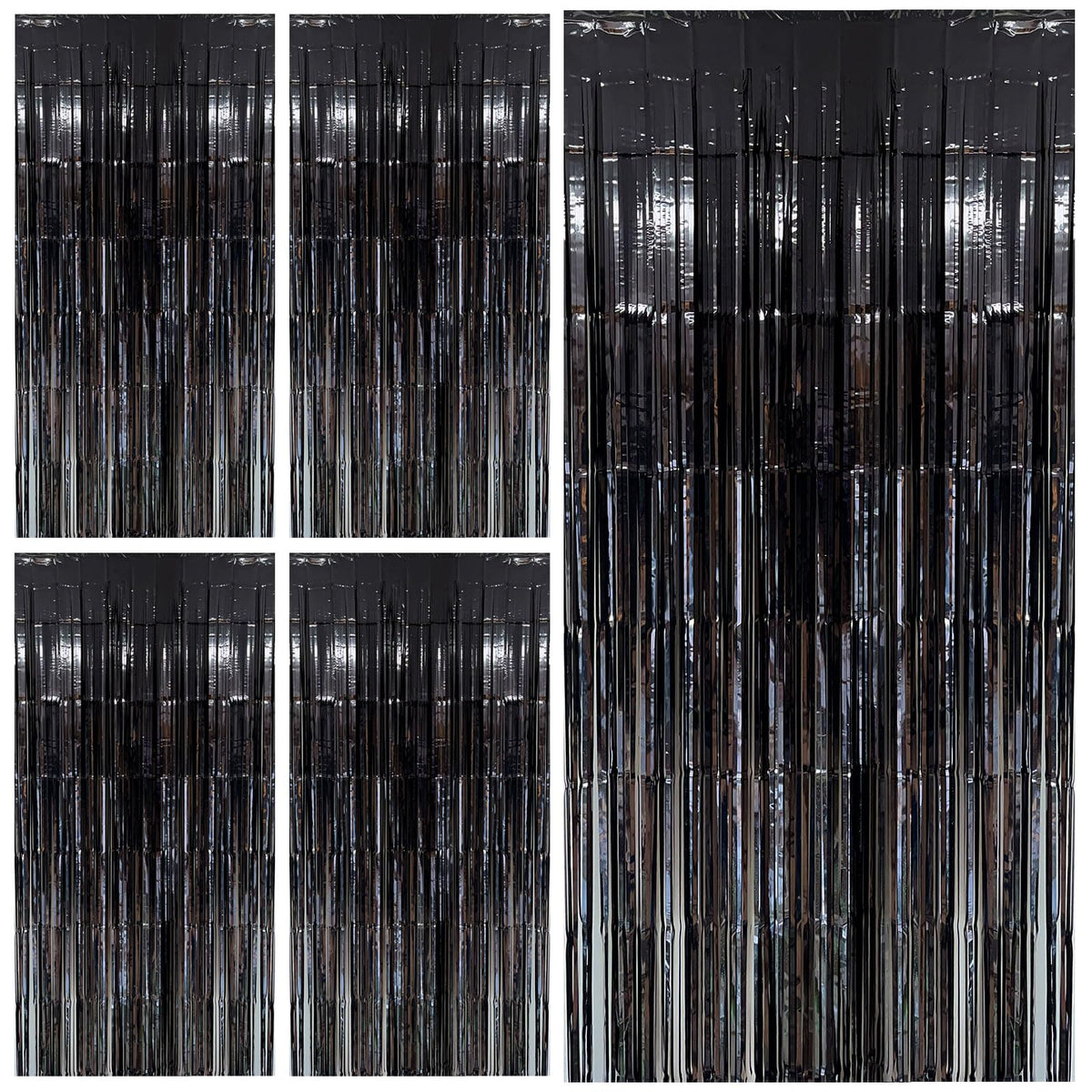 Wavy Metallic Tinsel Fringe Backdrop Curtain for Parties