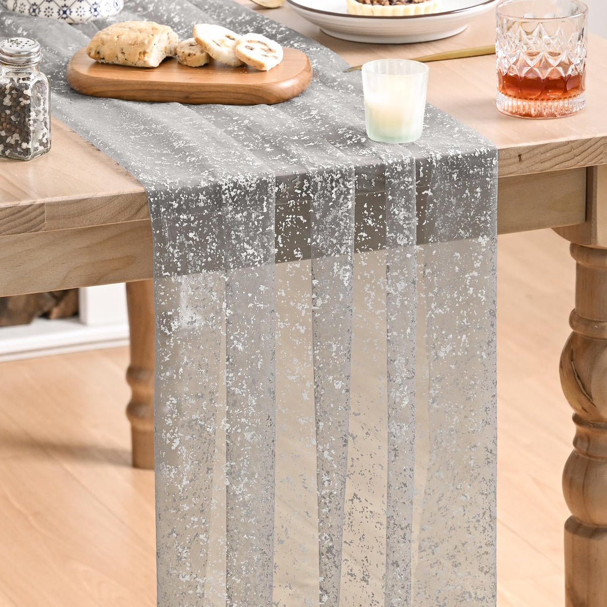 Metallic Foil Gauze Table Runner for Party Decor